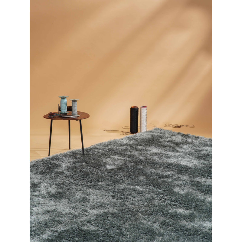 Hand Tufted Shag Polyester Eco-Friendly Area Rugs - Rectangle, Charcoal Color, Plain Solid Design, High Pile Thick Handmade Anti Skid Area Rugs for Living Room, Bed Room