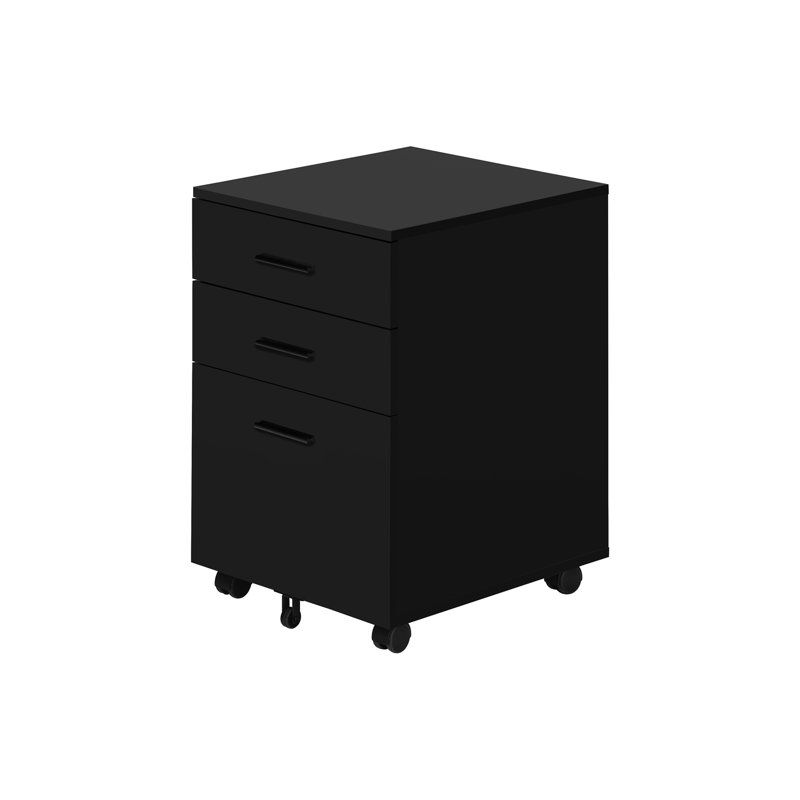 Black Laminate Rolling File Container, Ideal For Office Organization Storage Cabinet, Finish Efficiency