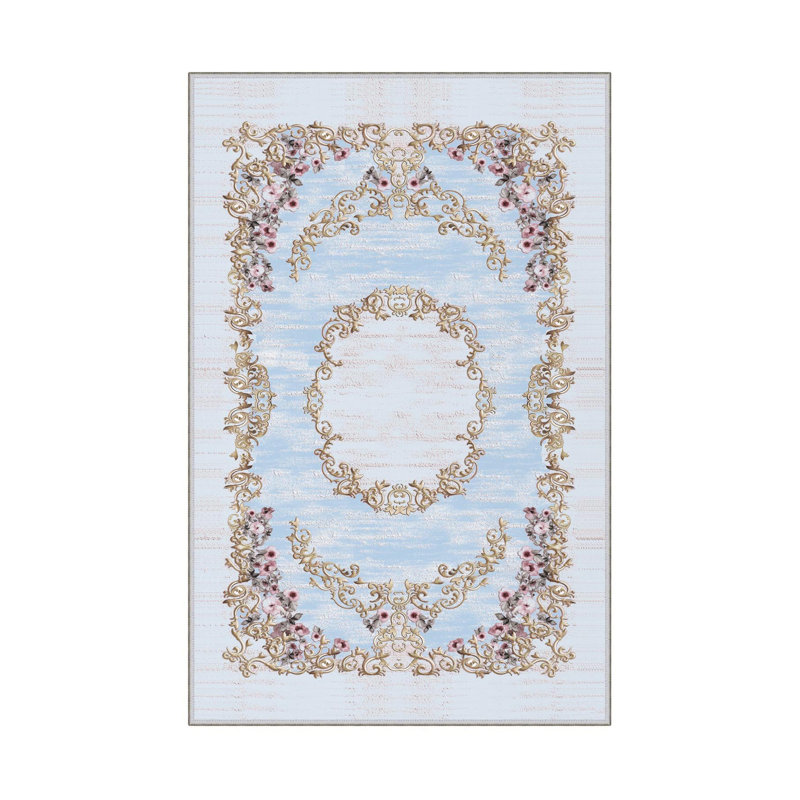 Tapis de couloir élégant (3,3 x 4,9 pi), 100% polyester, hauteur de poils de 0,3 po | Pois antibactérien antidérapant en PVC | Design tissé avec impression numérique 3D | Lavable à la machine, parfait pour la décoration intérieure et le confort