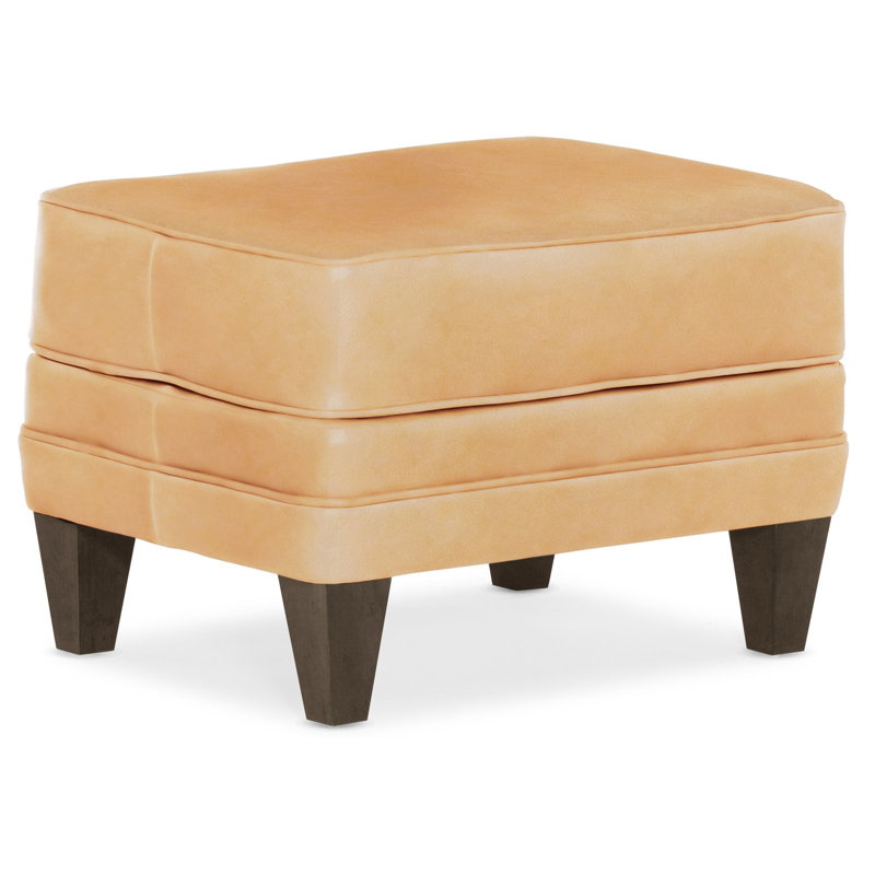 Willow Ottoman, Cobblestone, Aline Fumo Genuine Leather