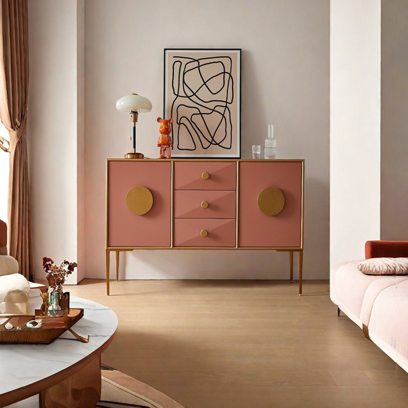 Élégant buffet de rangement réglable, Rose