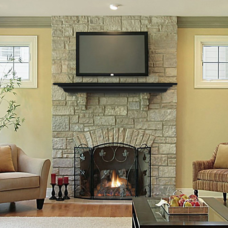 The Crestwood Fireplace Mantel Shelf, Black , 48"