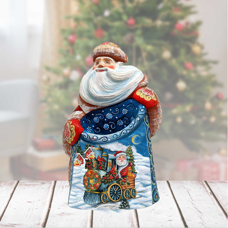 Figurine chef-d'œuvre de père Noël sculptée sur bois