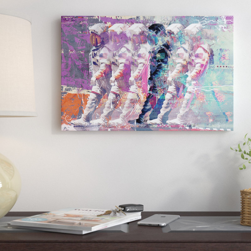 «Astronauts» par Teis Albers - Estampe numérique sur toile tendue avec châssis, H 18 po x l 26 po x P 1,5 po, Toile tendue