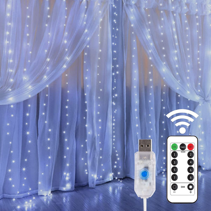 Pinesdale Indoor 300 - Bulb 118'' Plug-in LED Curtain String Light, White