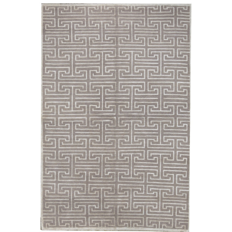 Tapis gris et argent noué à la main de haute qualité Windsom