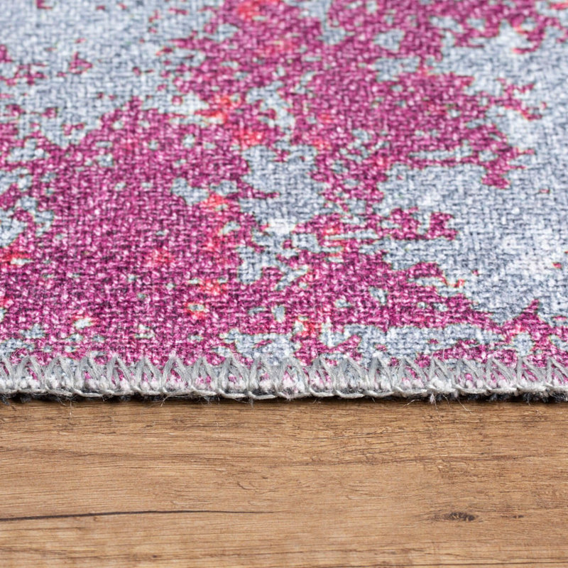 Broadbridge 26 Machine Woven Pink/Grey Rug, Rectangle 2'6" x 4'11"