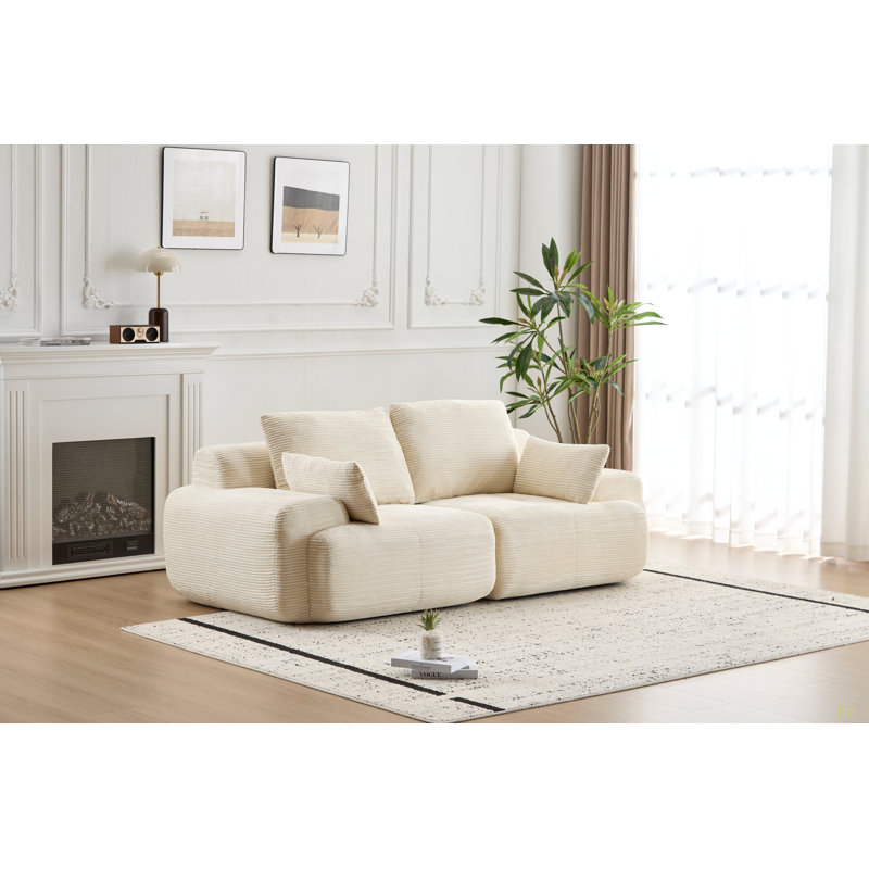 Canapé à mémoire de forme Boneless, Velours côtelé beige