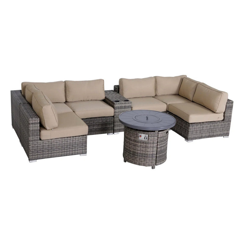 Ensemble modulaire de patio 8 pièces avec coussins durables entièrement assemblé