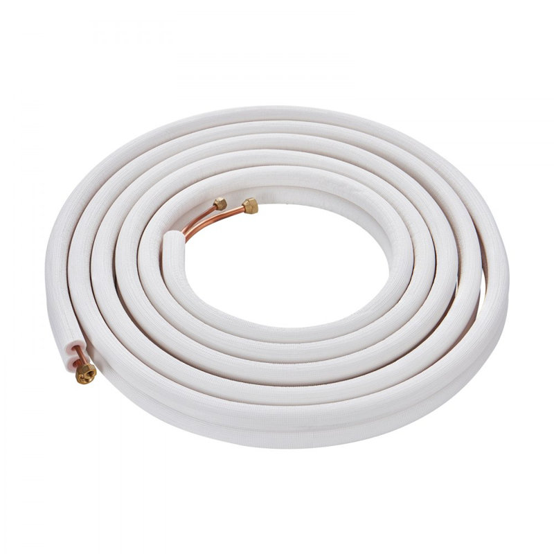 Mini Split Line Set, 1/4" & 3/8" O.D Copper Pipes Tubing and Triple-Layer Insulation, for Air Conditioning or Heating Pump Equipment & HVAC with Rich Accessories (Connection Cable)