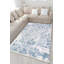 Tapis décoratif moderne bleu à motif abstrait lavable à la machine-734919128
