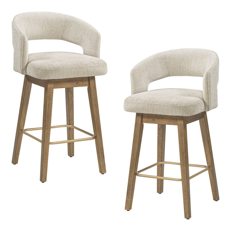 Tabouret de comptoir Elsie, Linen White/Medium Oak