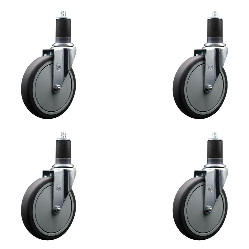 Ensemble de roulettes extensibles en caoutchouc thermoplastique pivotant à roue 1-5 / 8 pouces SCC