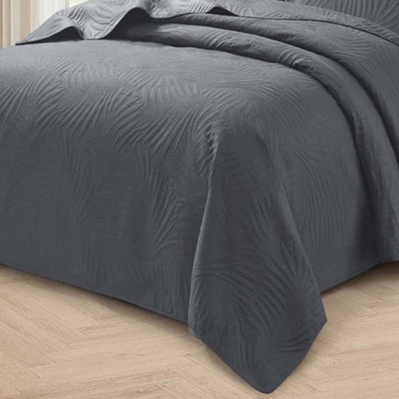 Polyester Floral Bedspread with Pillow Shams, Single Bedspread  + 1 Standard Pillow Sham, Grey