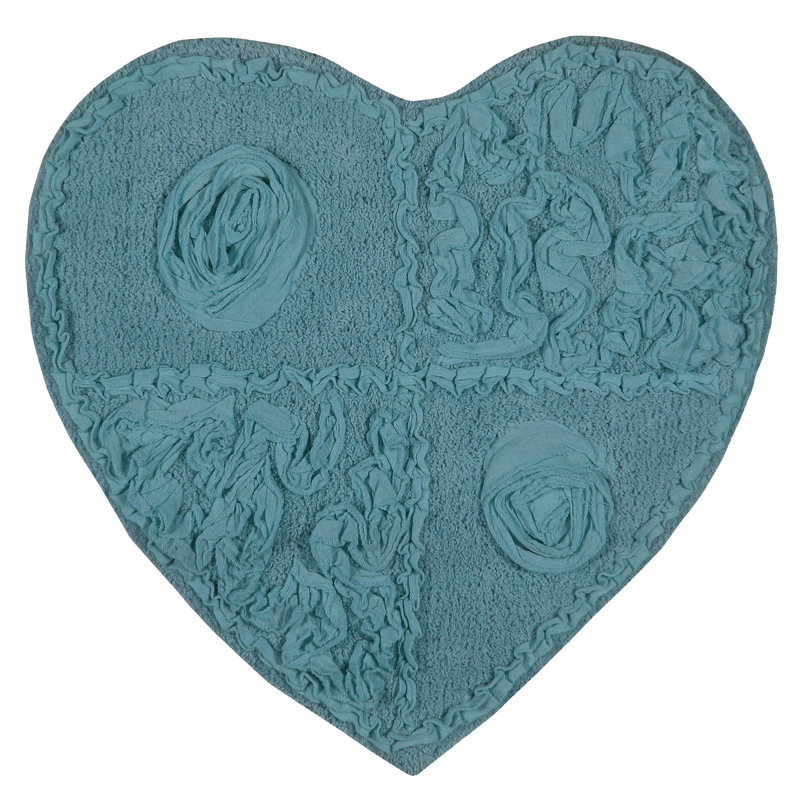 Schoenberger Heart Shape Bath Rug 25"x25", Blue