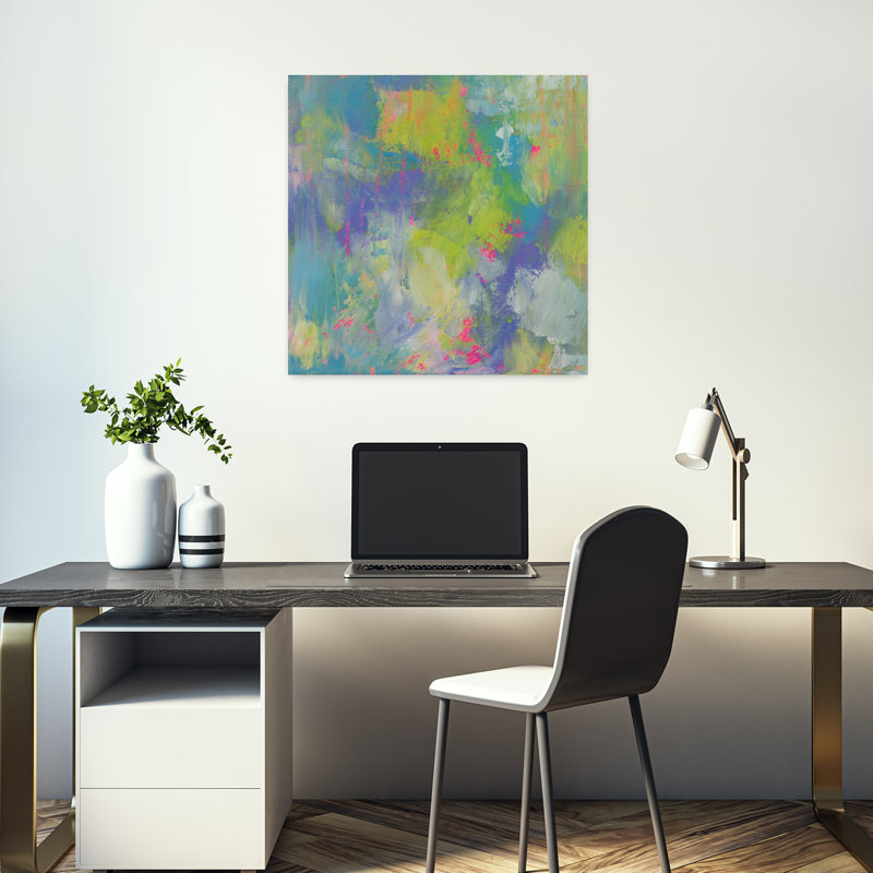 Allure contemporaine avec art abstrait bleu, H 18 po x l 18 po