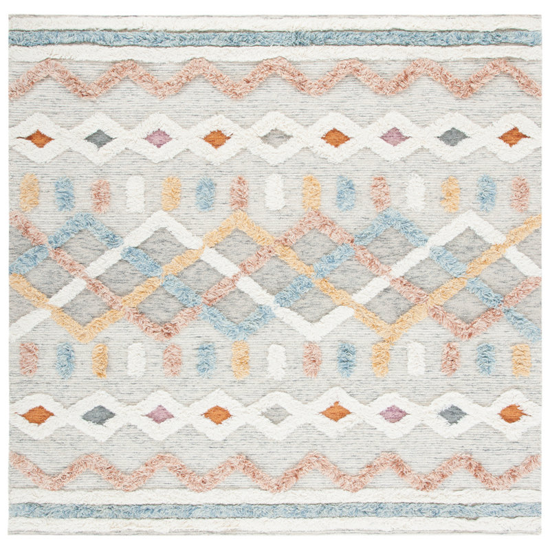 Kara Hand-Tufted Wool Ivory Rug, Square 9'