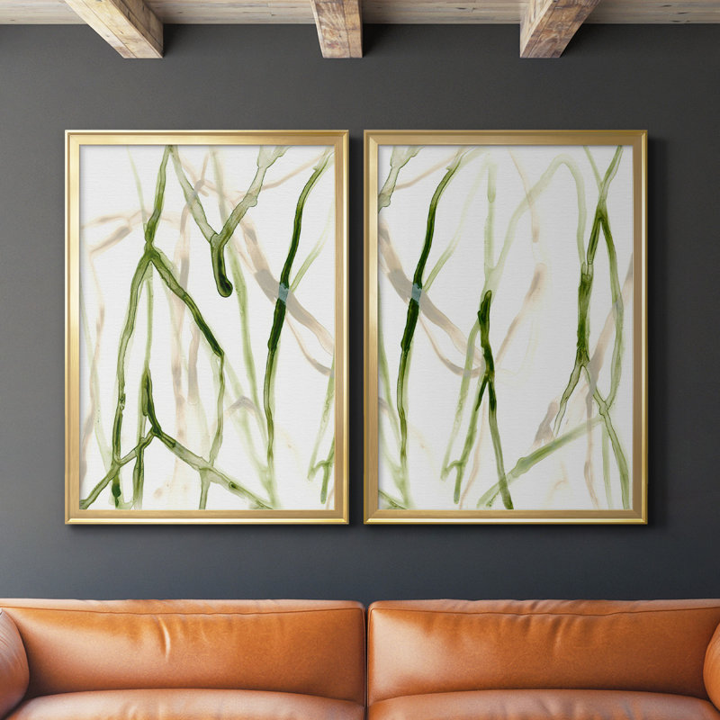 Runnel VII - Toile encadrée de qualité supérieure - prête à être accrochée, Or, H 61 po x l 42,5 po x P 2,5 po