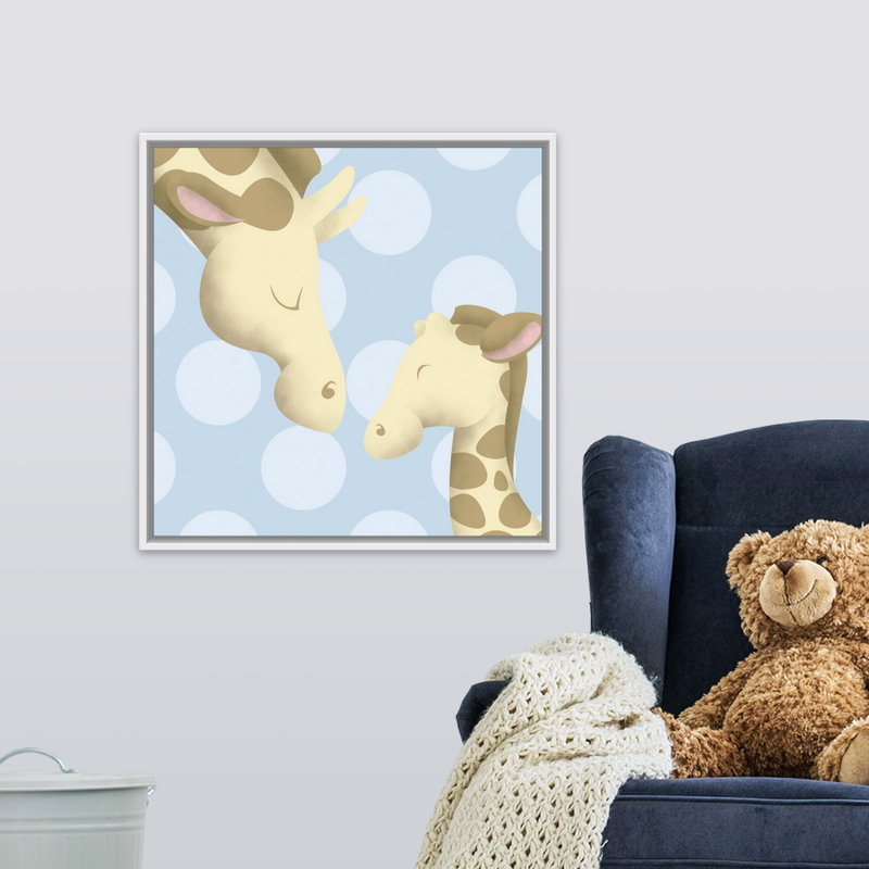 Giraffe maman et baby art Carrickfergus, Cadre pour toile flottant blanc, H 20 po x l 20 po x P 1,75 po