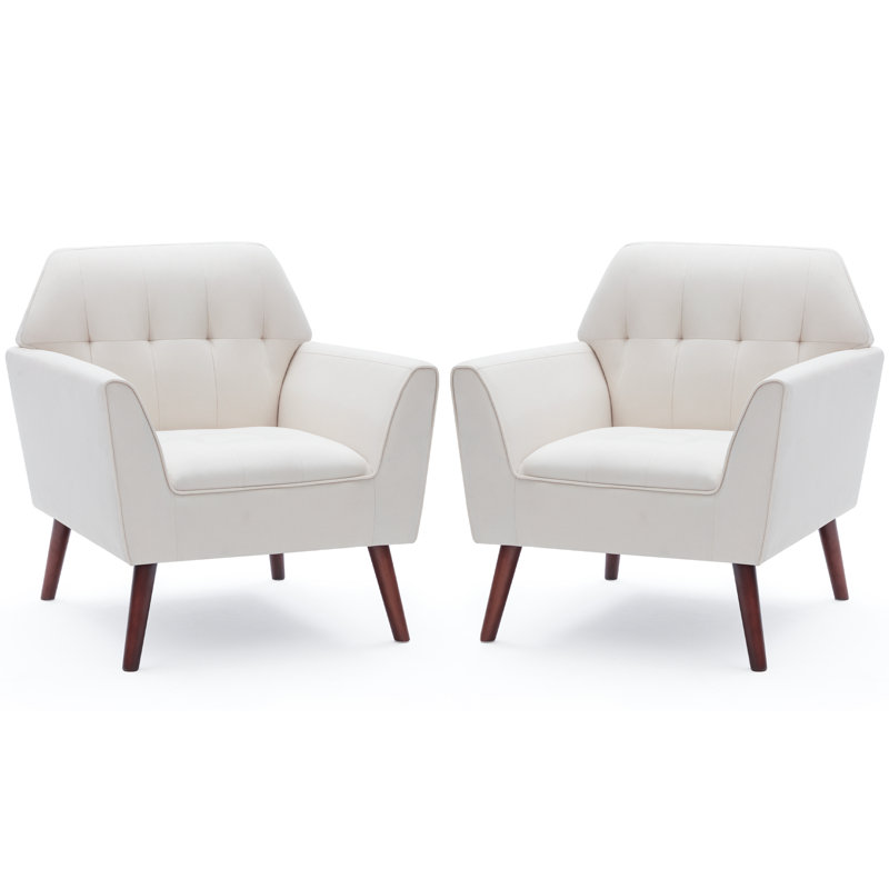 Fauteuil rembourré en lin 30,3 po Kristiona, Mélange de lin beige