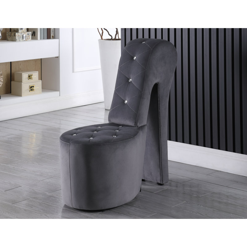 Steller Velvet Shoe Accent Chair , Gray