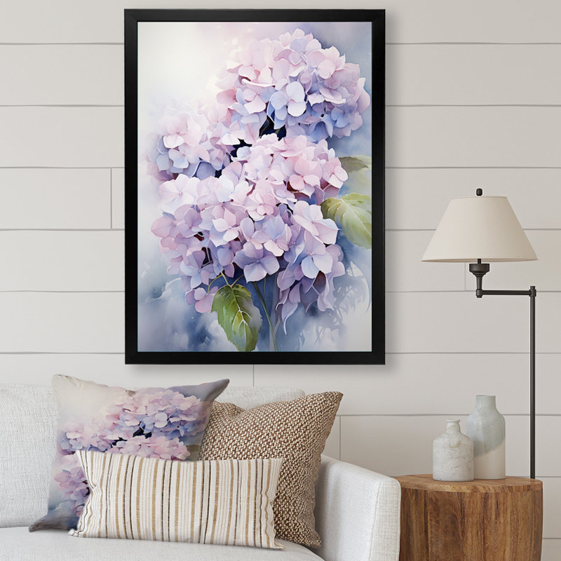 «Maybeck», impression sur toile «Hydrangea Graceful Whispers», H 20 po x l 12 po x P 1 po, Cadre simple noir