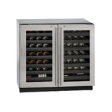 U-Line 36"W. 3000 Series 7.0 Cu.Ft. Dual-Zone French Door Wine Refrigerator with Locking Door - Stainless Steel Frame with Glass