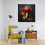Impression sur toile, "Floral and Botanical Mushroom in the Night", rouge traditionnel-709153186