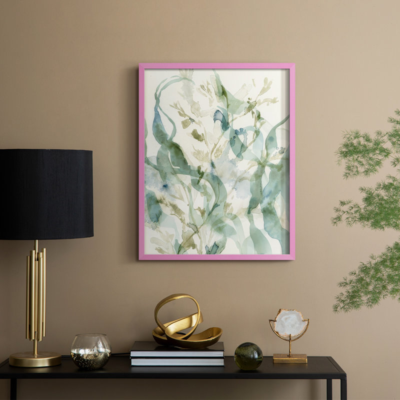 Underwater Botany II, reproduction encadrée - bois massif, H 30 po x l 24 po, Rose