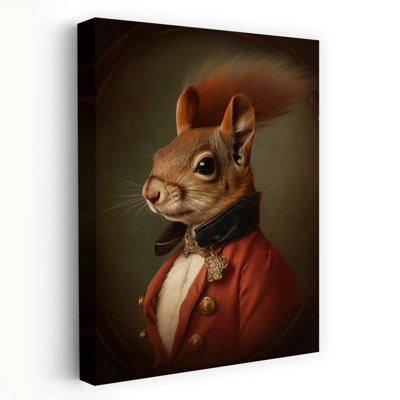 Contemporary Art Retro Vintage Squirrel Forest Art