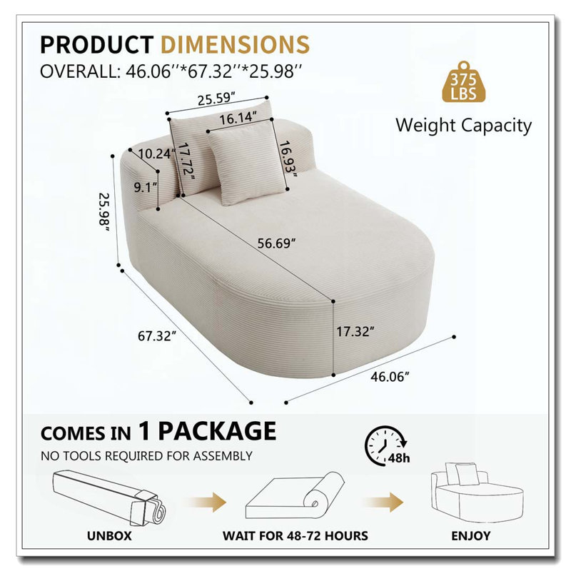 Canapé-lit 67,5 po, Beige