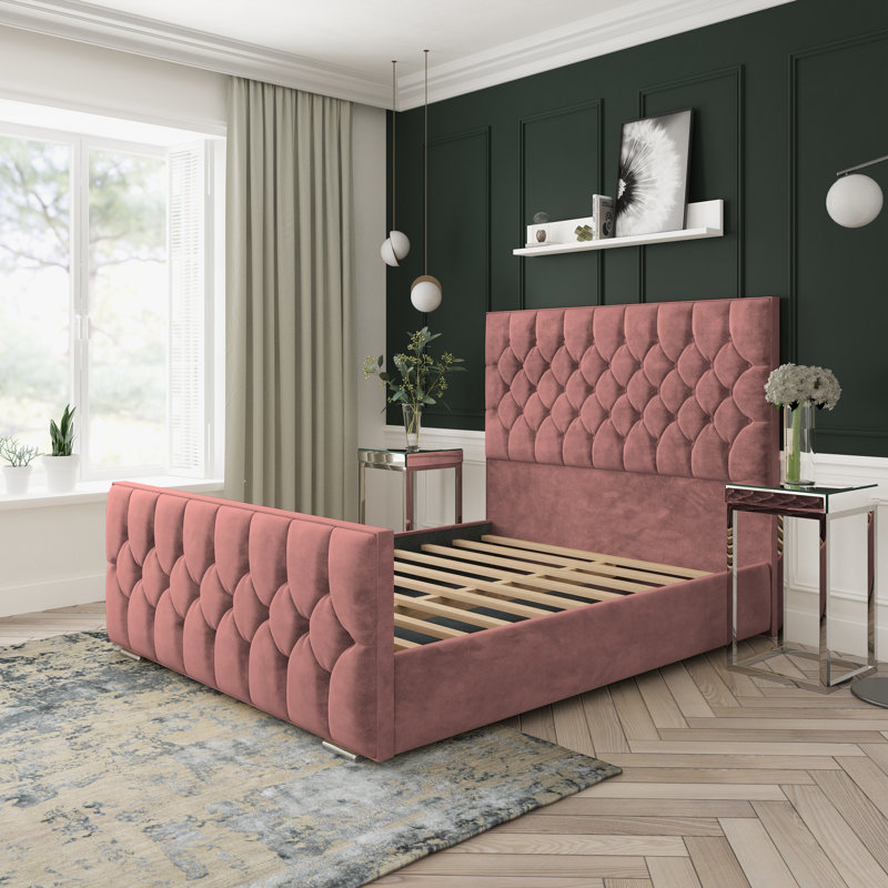 Upholstered Bed, Kingsize (5'), Pink