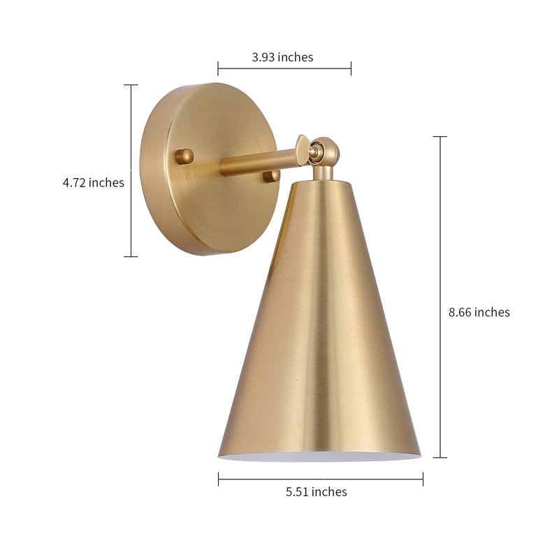 Wall Sconces Set of Two, Modern Sconces Light Fixtures Hardwired with Metal Shade, Gold