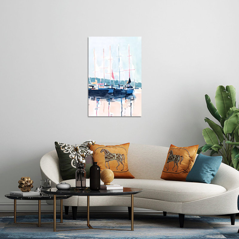 «Watercolor Boat Club I» par Emma Scarvey - impression non encadrée, H 24 po x l 16 po x P 0,25 po
