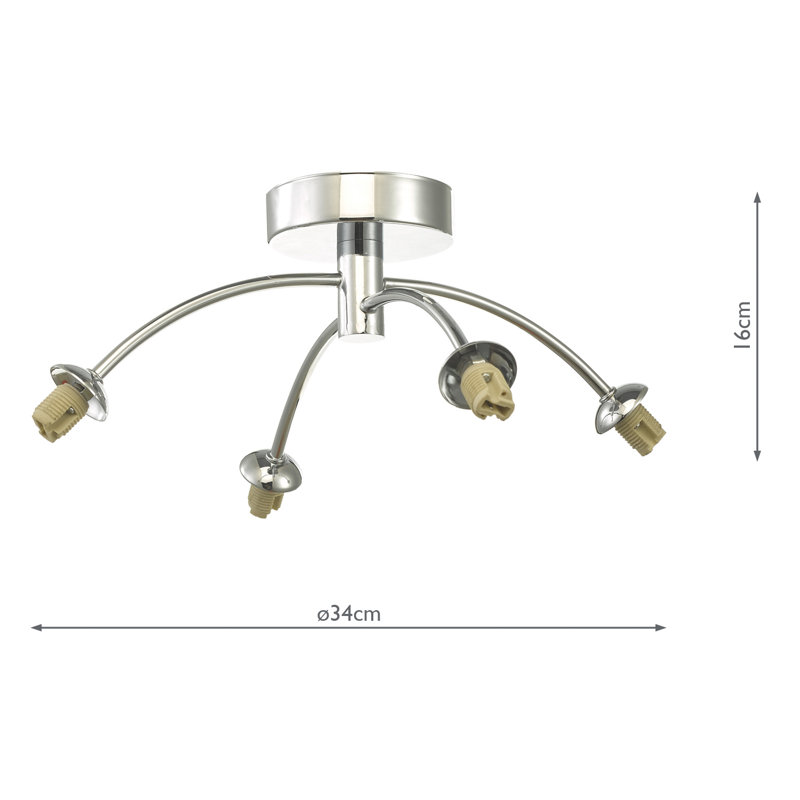 IZZY 4LT SEMI FLUSH PAINTED FRAME ONLY, Polished Chrome