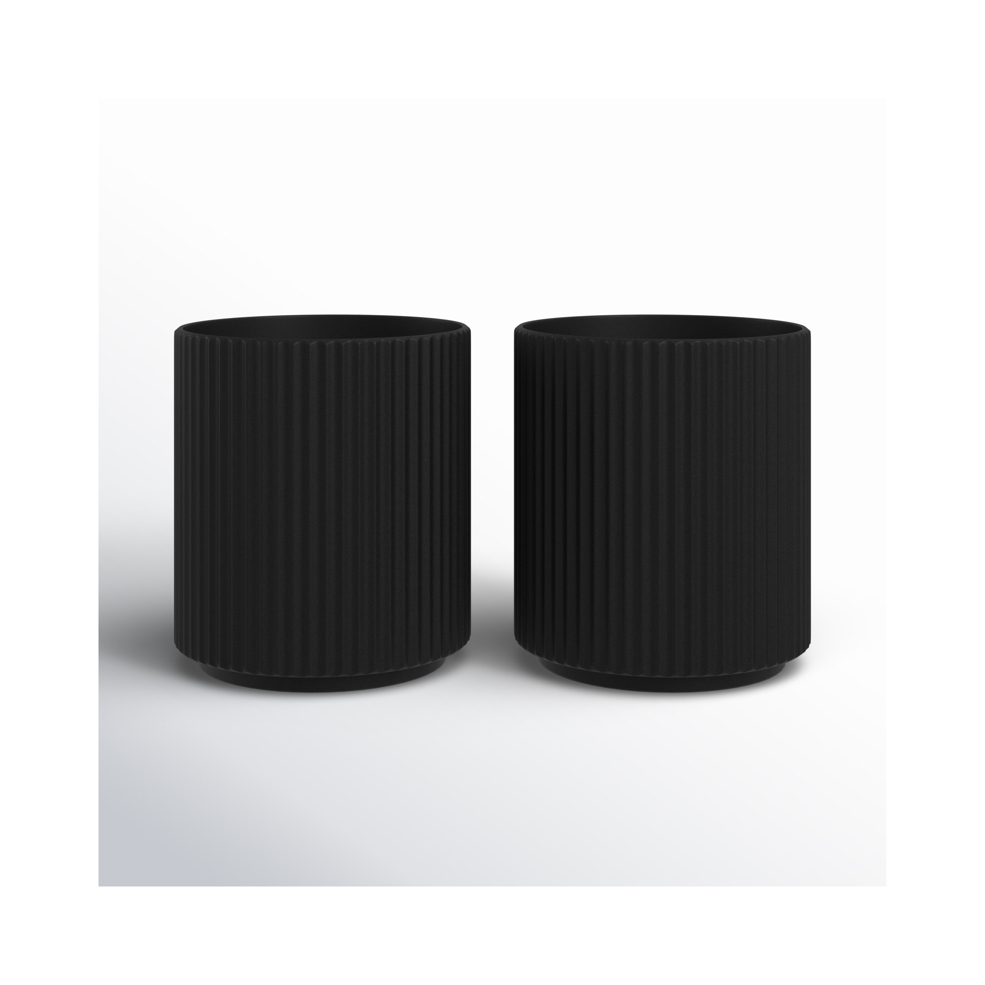 Demi Series Round Planter, 2, Black, 11.5" H x 10.5" W x 10.5" D