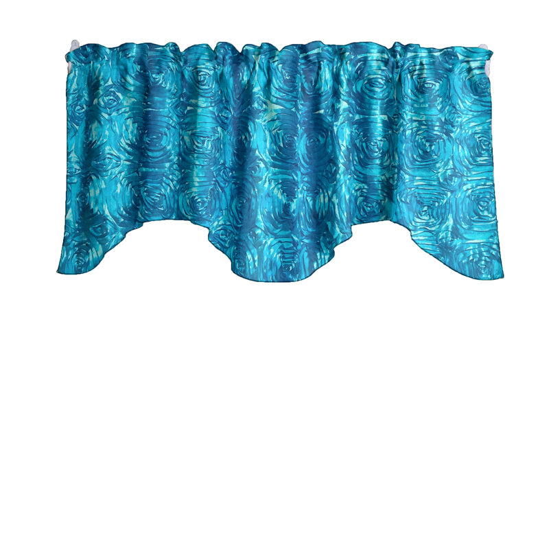 Cantonnière florale festonnée l 58 po, Turquoise