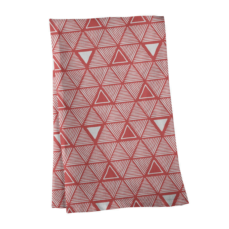 Torchon triangle dessiné à la main, Marron / blanc, Polyester sergé
