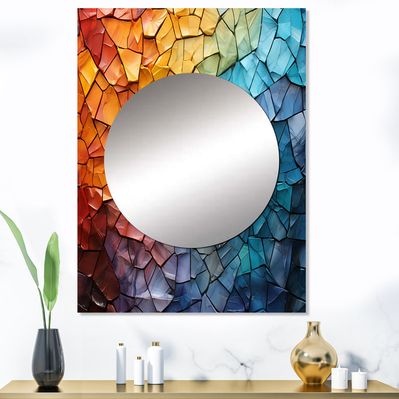 Colorful Mosaic II - Abstract Collages Decorative Mirror, Modern Large Wall Mirror, Printed Metal Art, 40" x 30"