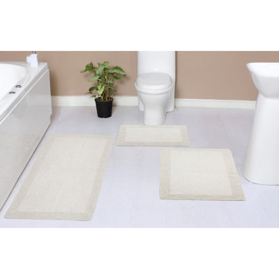 Tapis pour salle de bain réversible 100% coton bruxellois (ensemble de 3)
