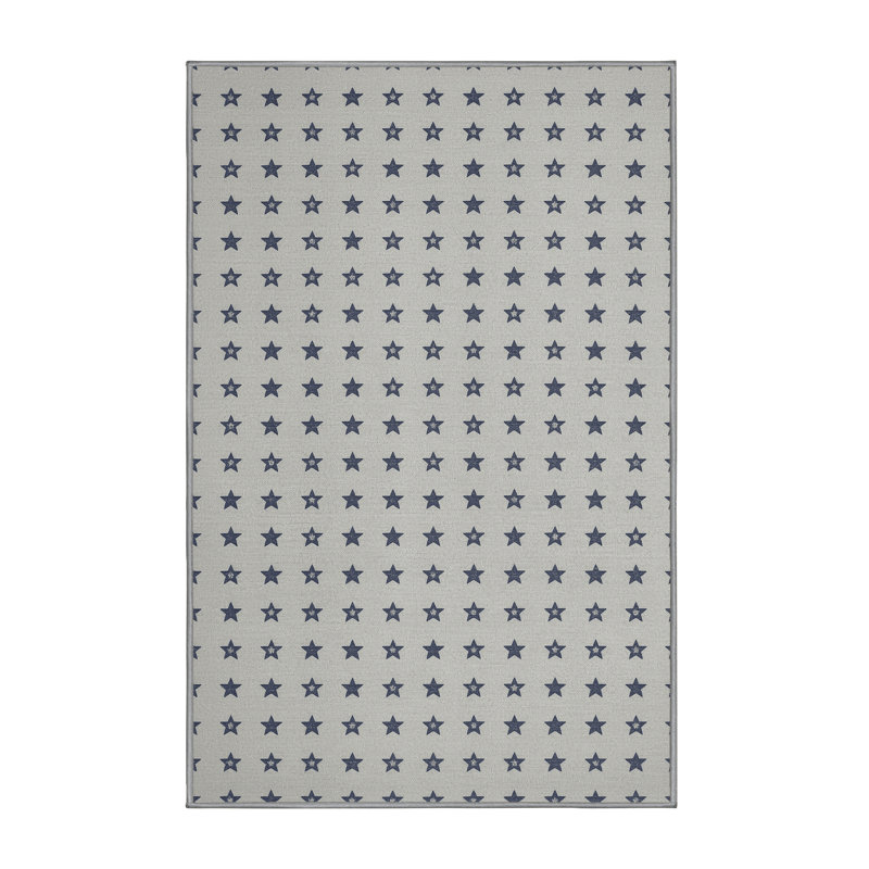 Machine Washable Adamek July 4Th Modern & Contemporary Abstract Rug in Gray – Gray Binding, 7x10