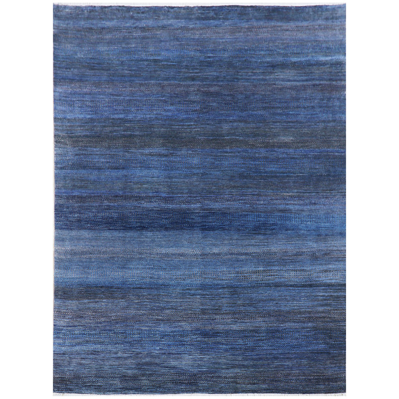Tapis bleu foncé et brun noué à la main de haute qualité, Rectangle 9 pi x 12 pi