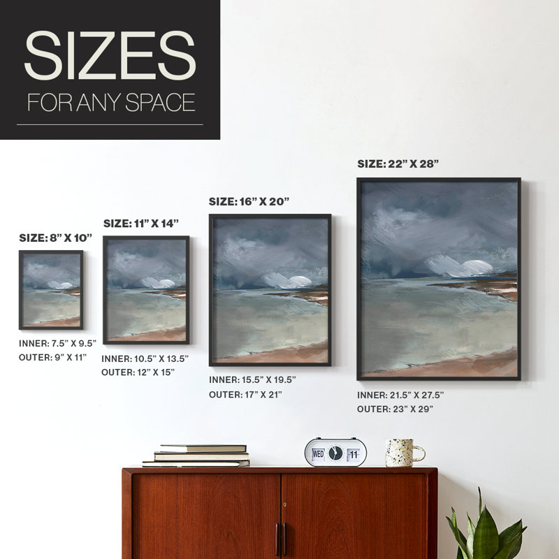 Sea Glass Storm I, reproduction encadrée - bois massif, Noir, H 28 po x l 22 po