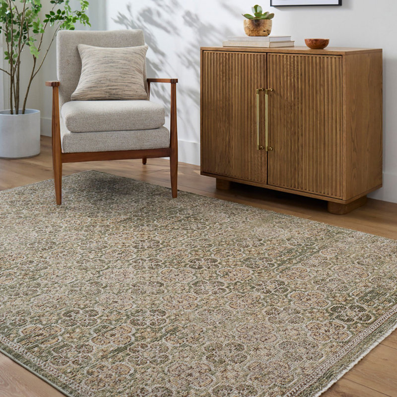 Brown Traditional Rug, Bordered Floral Easy to Clean Rug For Living Room, Dining Room, Bedroom, Rectangle 140 x 200 cm