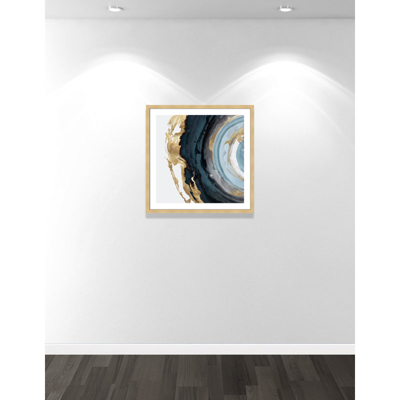 Géo-cercle - Art encadré autoportant, Encadrement champagne, H 32,5 po x l 32,5 po x P 2 po