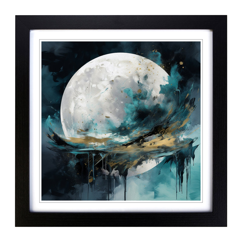 Moon Abstract Art No.1 - Framed Print, Black