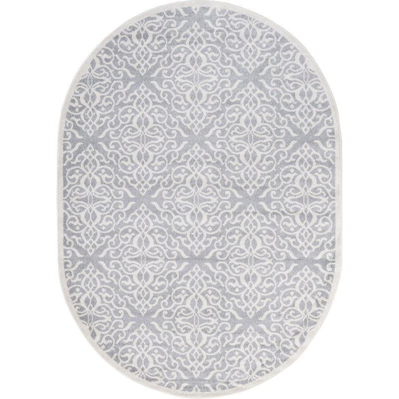 Tapis à motif géométrique pour le salon, la chambre à coucher, la salle à manger et la cuisine Tyner, gris / ivoire