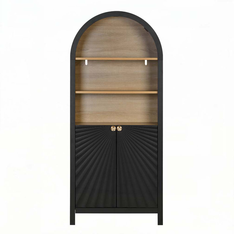 5-Tier Arched Bookshelf with Storage Cabinets