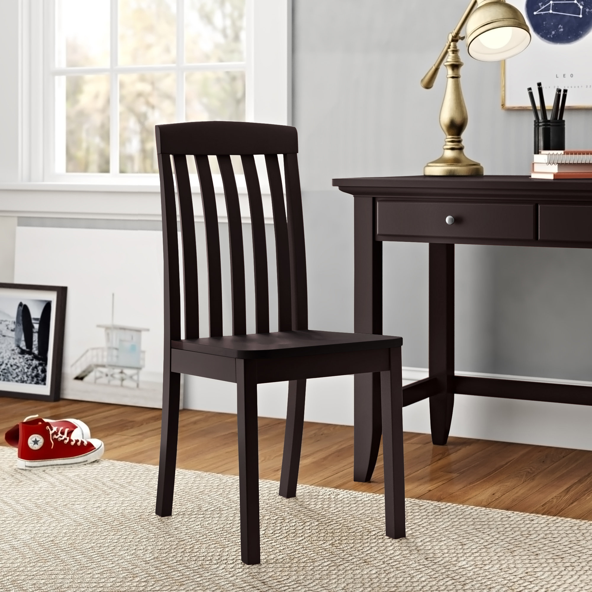 Black wood desk discount chair