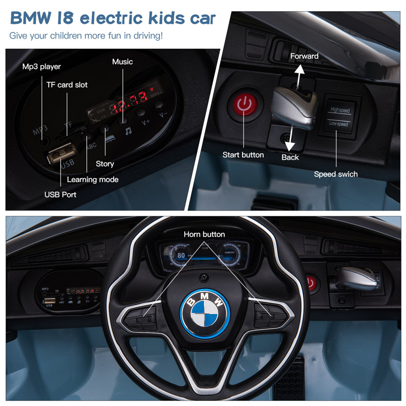 Blue 6-Volt Electric Ride-On Car with Remote Control